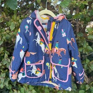 Mini Boden Kids Sherpa with Equestrian Print - Navy and Pink